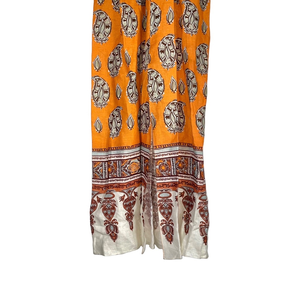SOLD Johanna Ortiz Charisma of the Tropics Maxi Dress 100% linen orange 0 NWT - Picture 10 of 16